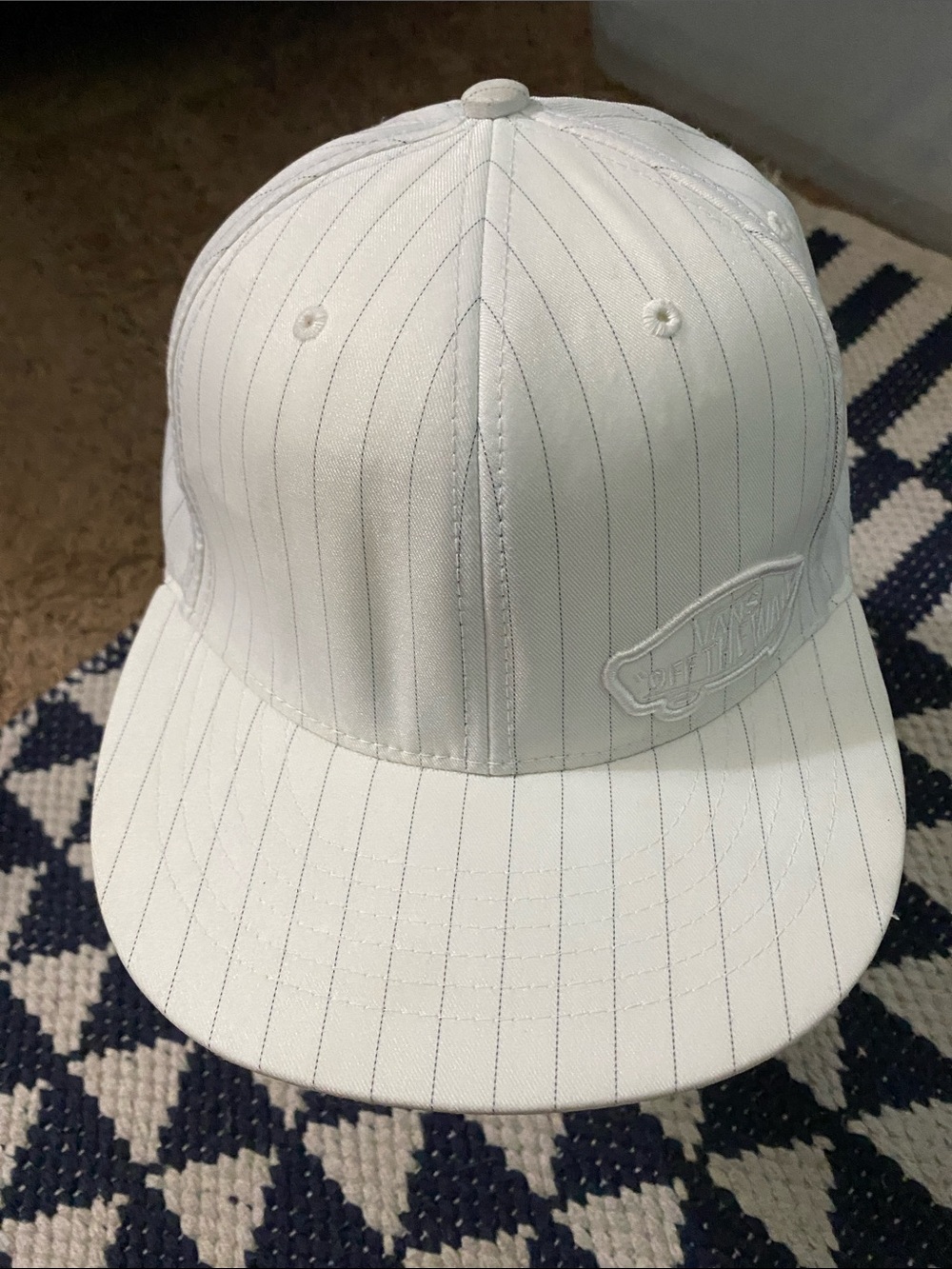 Vintage Vans White Pinstriped Cap